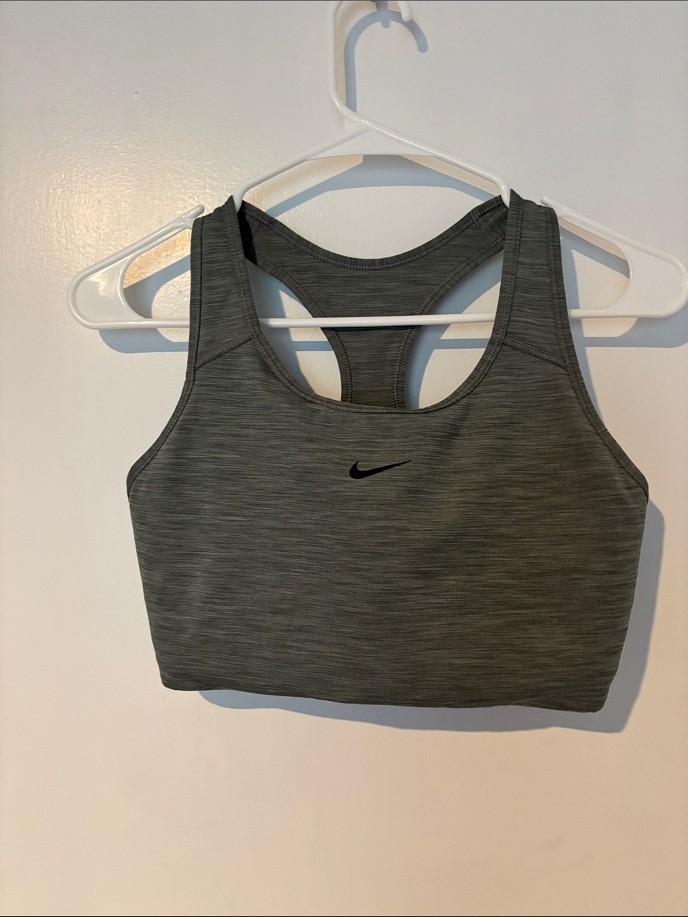 Nike Gray Racerback Sports Bra with Black Swoosh